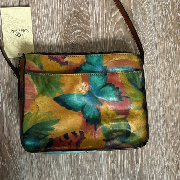 New! Patricia Nash watercolor butterfly Vallata crossbody bag, genuine leather - Picture 4 of 16